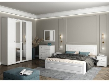 Модульная спальня Барселона (Белый/Белый глянец) в Вилюйске - vilyujsk.mebel54.com | фото
