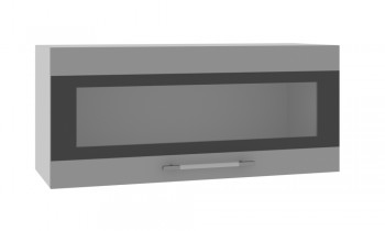 Норд ШВГС 800 Шкаф верхний горизонтальный со стеклом (Софт черный/корпус Белый) в Вилюйске - vilyujsk.mebel54.com | фото