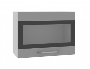Ройс ВПГСФ 600 Шкаф верхний горизонтальный со стеклом с фотопечатью высокий (Черника софт/корпус Серый) в Вилюйске - vilyujsk.mebel54.com | фото