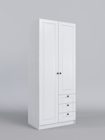 Шкаф 2-х створчатый с ящиками Классика (Белый/корпус Выбеленное дерево) в Вилюйске - vilyujsk.mebel54.com | фото