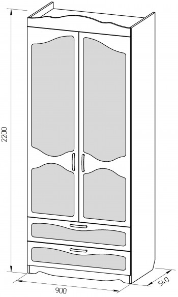 Шкаф 2-х створчатый с ящиками серии Иллюзия 67 Светло-фиолетовый в Вилюйске - vilyujsk.mebel54.com | фото