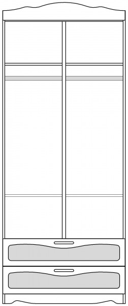 Шкаф 2-х створчатый с ящиками серии Иллюзия 99 Серый в Вилюйске - vilyujsk.mebel54.com | фото