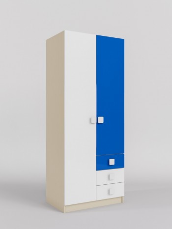 Шкаф 2-х створчатый с ящиками Скай люкс (Синий/Белый/корпус Клен) в Вилюйске - vilyujsk.mebel54.com | фото