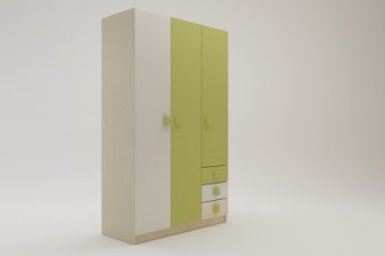 Шкаф 3-х створчатый с ящиками Эппл (Зеленый/Белый/корпус Клен) в Вилюйске - vilyujsk.mebel54.com | фото