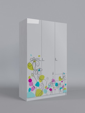 Шкаф 3-х створчатый с ящиками Флёр (Белый/корпус Выбеленное дерево) в Вилюйске - vilyujsk.mebel54.com | фото