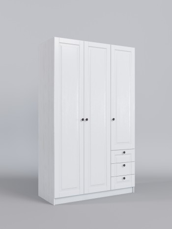 Шкаф 3-х створчатый с ящиками Классика (Белый/корпус Выбеленное дерево) в Вилюйске - vilyujsk.mebel54.com | фото