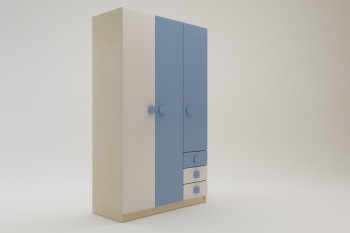 Шкаф 3-х створчатый с ящиками Скай (Синий/Белый/корпус Клен) в Вилюйске - vilyujsk.mebel54.com | фото