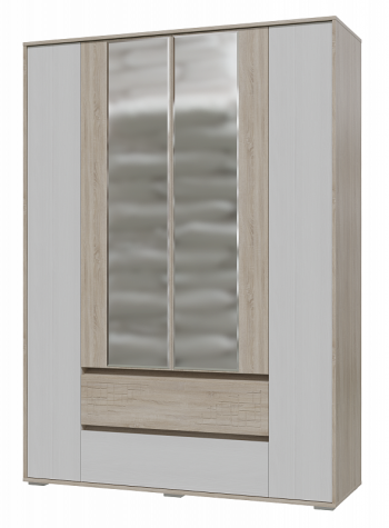 Шкаф 4-х дверный с ящиками Мальта 1600 Дуб сонома/Рамух белый в Вилюйске - vilyujsk.mebel54.com | фото