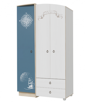 Шкаф для одежды Бриз 1200 Дуб ривьера/ Рамух белый/синий в Вилюйске - vilyujsk.mebel54.com | фото