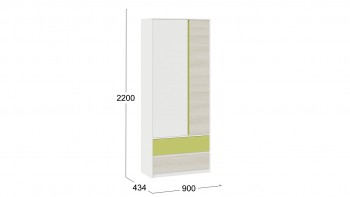Шкаф для одежды комбинированный «Сканди» Дуб Гарден/Белый/Зеленый в Вилюйске - vilyujsk.mebel54.com | фото