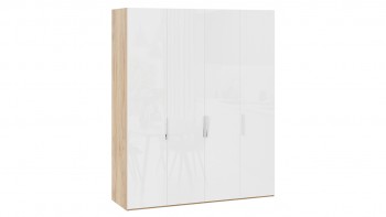 Шкаф для одежды с 4 глухими дверями «Эмбер» Яблоня Беллуно/Белый глянец в Вилюйске - vilyujsk.mebel54.com | фото