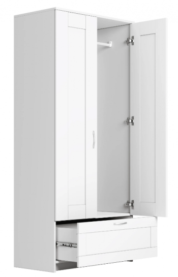 Шкаф двухдверный Сириус с 1 ящиком белый в Вилюйске - vilyujsk.mebel54.com | фото