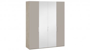 Шкаф комбинированный с 2 глухими и 2 зеркальными дверями «Эмбер» Баттл Рок/Серый глянец в Вилюйске - vilyujsk.mebel54.com | фото