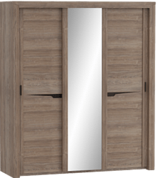 Шкаф трехдверный Соренто с раздвижными дверями Дуб стирлинг/Кофе структурный матовый в Вилюйске - vilyujsk.mebel54.com | фото