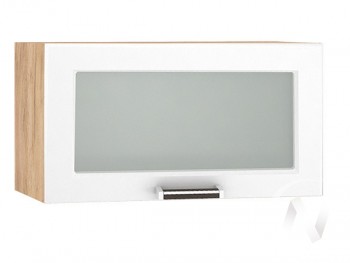 Шкаф верхний со стеклом Прага ШВГС 600 (Белое дерево/корпус дуб крафт золотой) в Вилюйске - vilyujsk.mebel54.com | фото