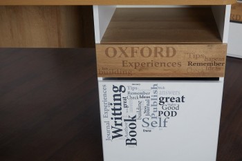Стол с ящиками «Оксфорд» (Ривьера/Белый с рисунком) в Вилюйске - vilyujsk.mebel54.com | фото