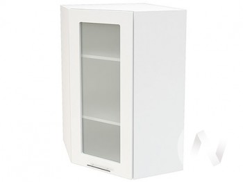 Угловой шкаф со стеклом Валерия-М ШВУС-599 (Белый глянец/Белый/верхний/высокий) в Вилюйске - vilyujsk.mebel54.com | фото